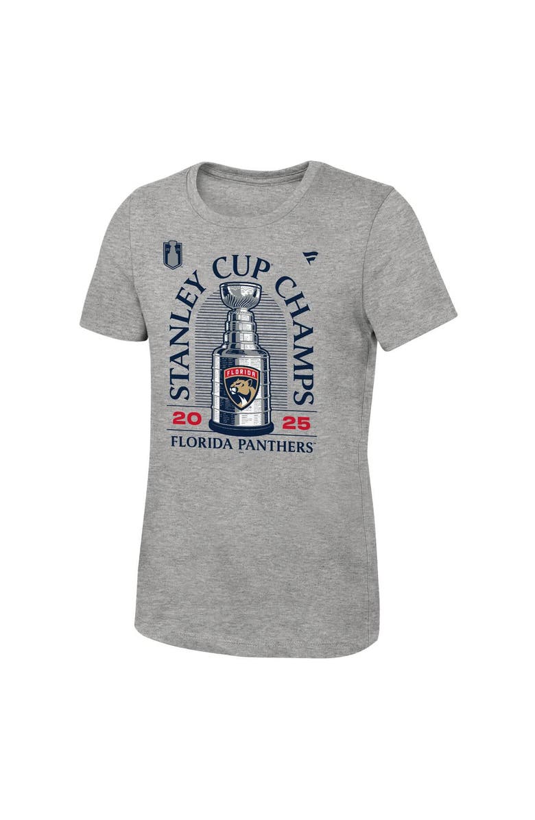 FANATICS Youth Fanatics Heather Gray Florida Panthers 2025 Stanley Cup Champions Locker Room T-Shirt, Alternate, color, 
