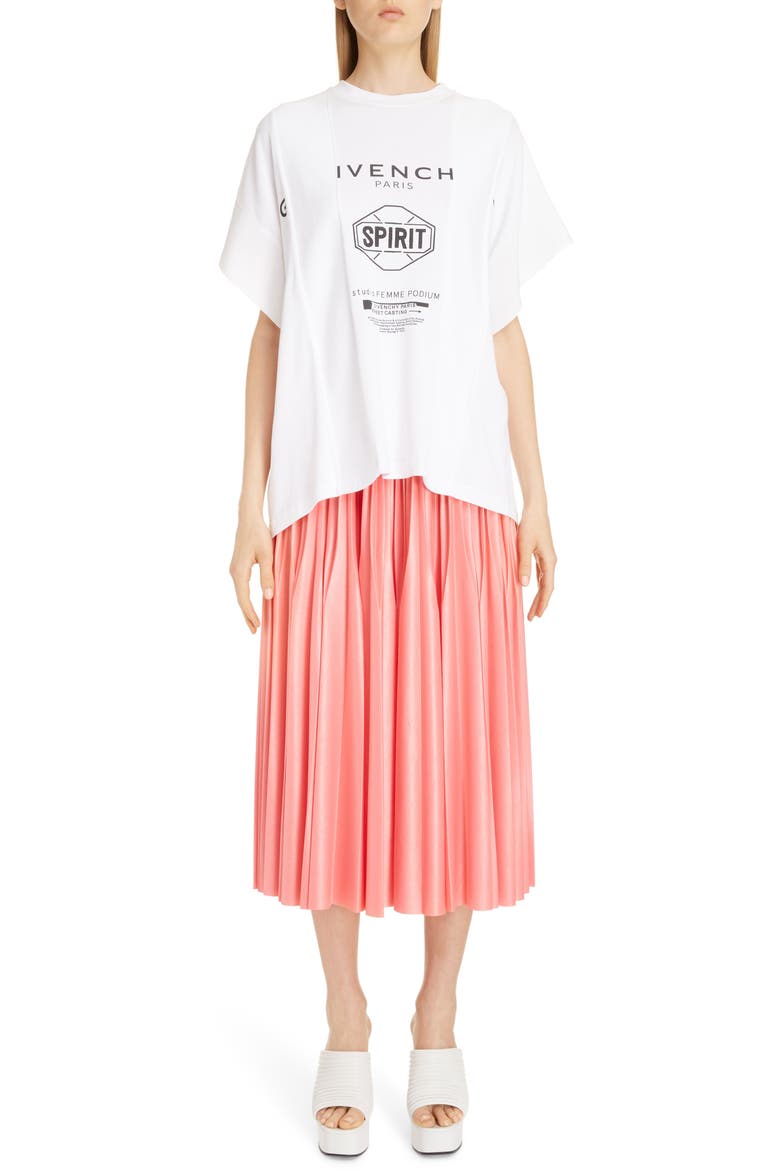 Logo Waist Pleated Midi Skirt, Alternate, color, FLAMINGO