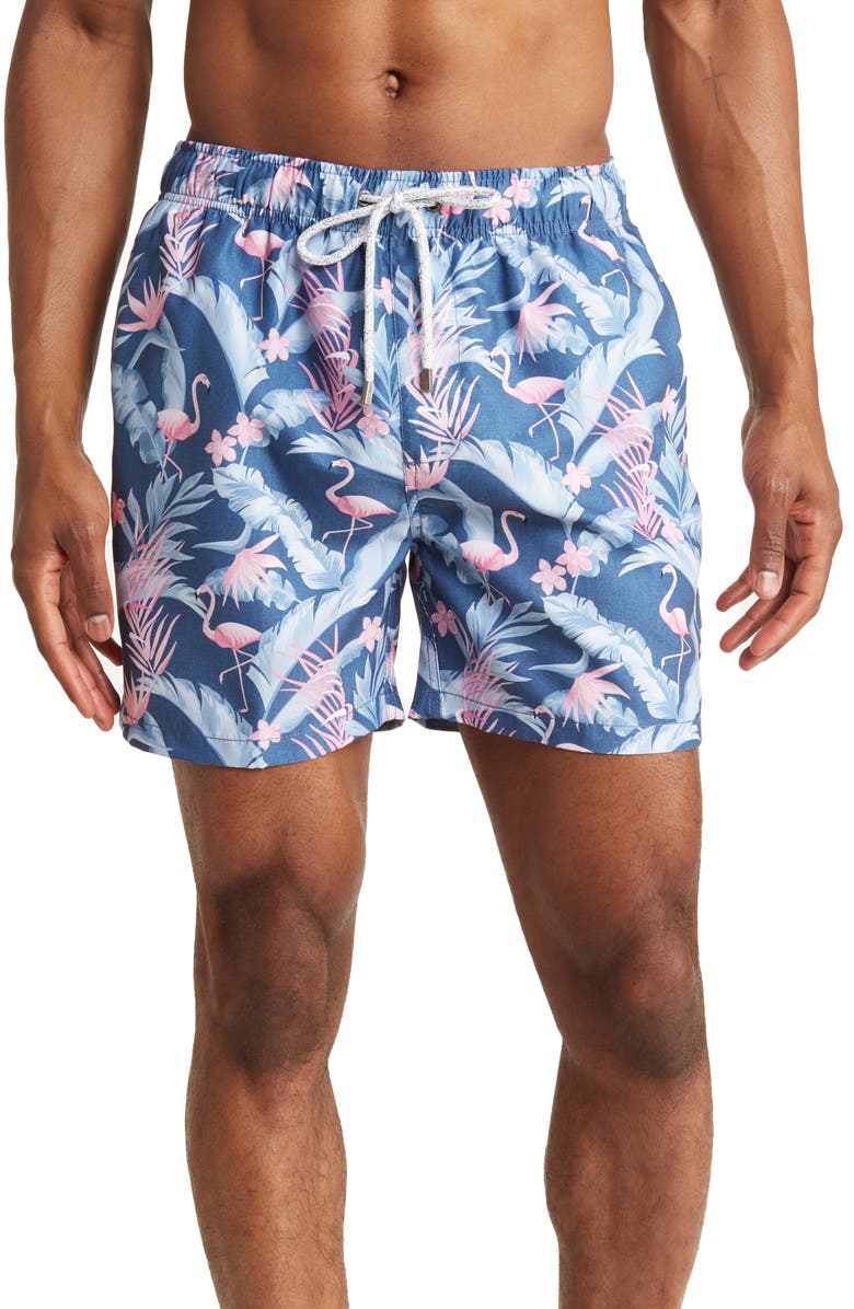 THE ENDLESS SUMMER Flamingo Filigree Swim Shorts | Nordstromrack