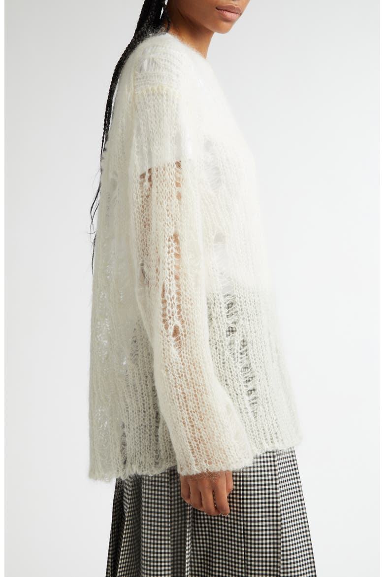Open Knit Mohair & Wool Blend Sweater, Alternate, color, OFF-WHITE