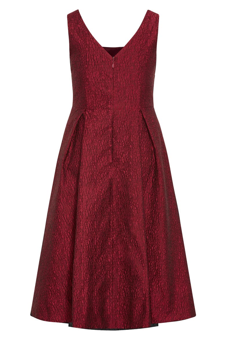 Estella Jacquard Midi Dress, Alternate, color, LOVE RED