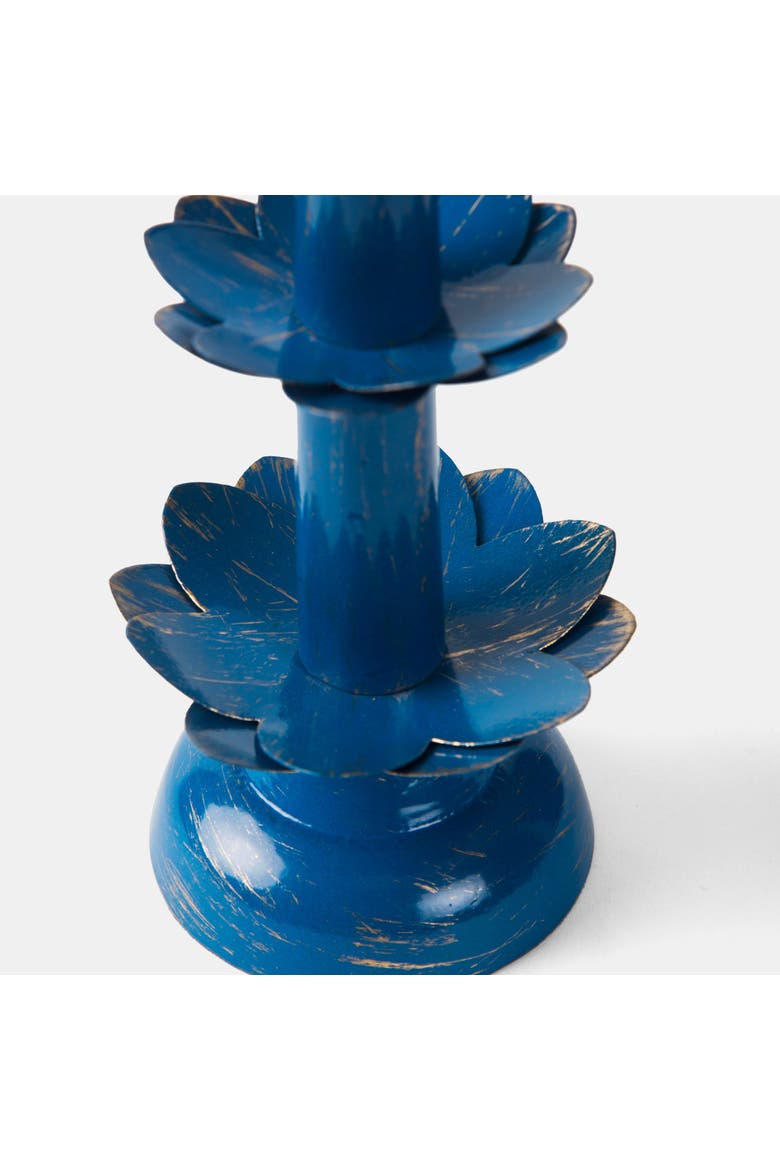 Lotus Bloom Tapered Candleholders, Alternate, color, Patina White