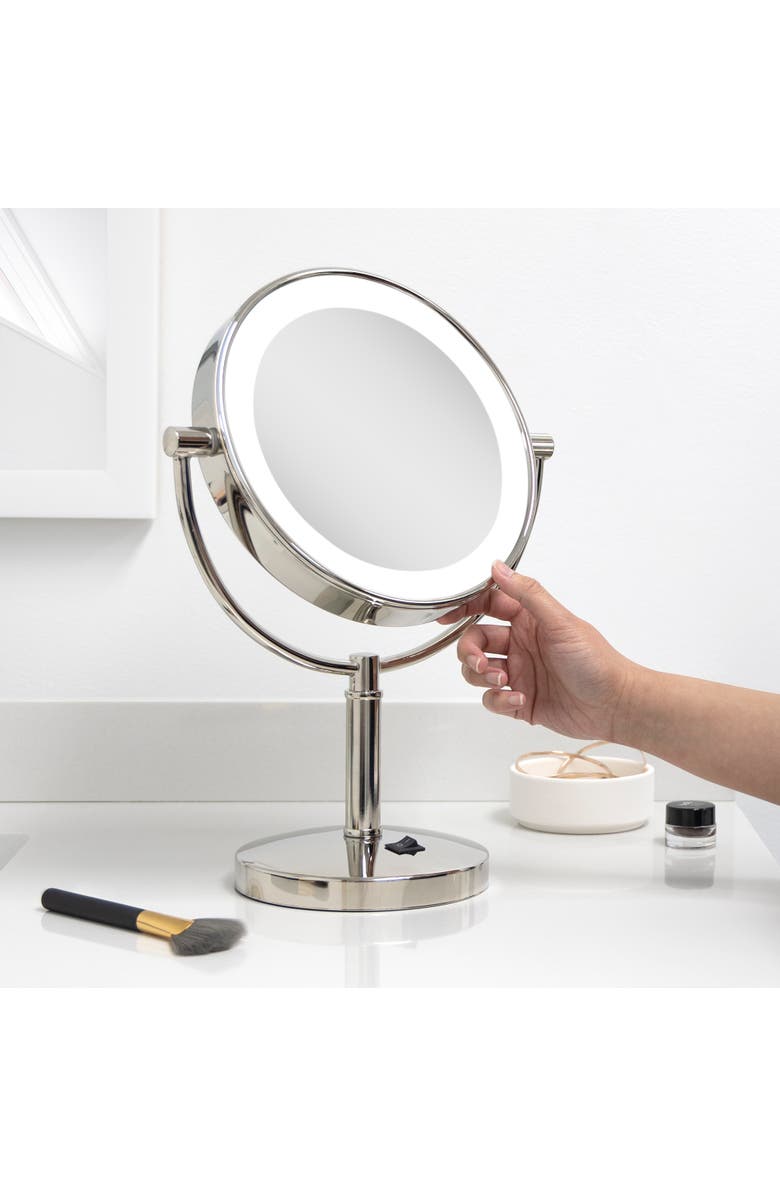 Zadro Laguna Lighted Makeup Mirror with 10X/1X Magnifications, Alternate, color, Polished Nickel