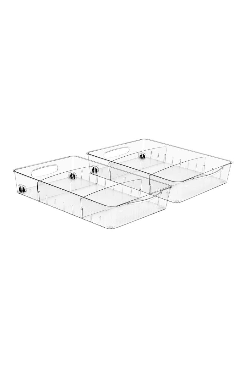 Large 2-Pack Fridge Storage Bins on Wheels, Main, color, CLEAR