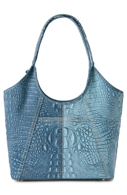 Brahmin Melora Croc Embossed Denim Look Leather Tote
