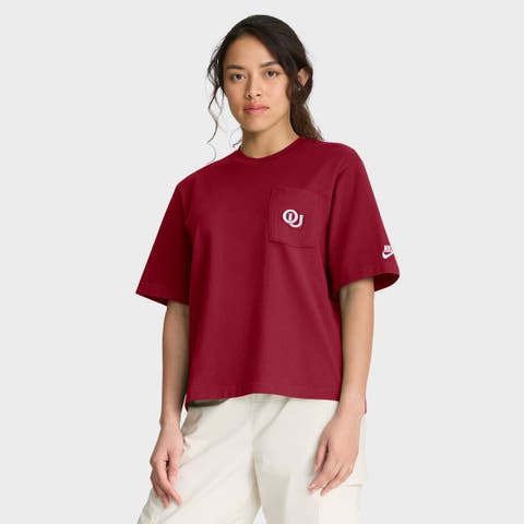 Women's Nike Crimson Oklahoma Sooners Legacy Pocket Boxy T-Shirt