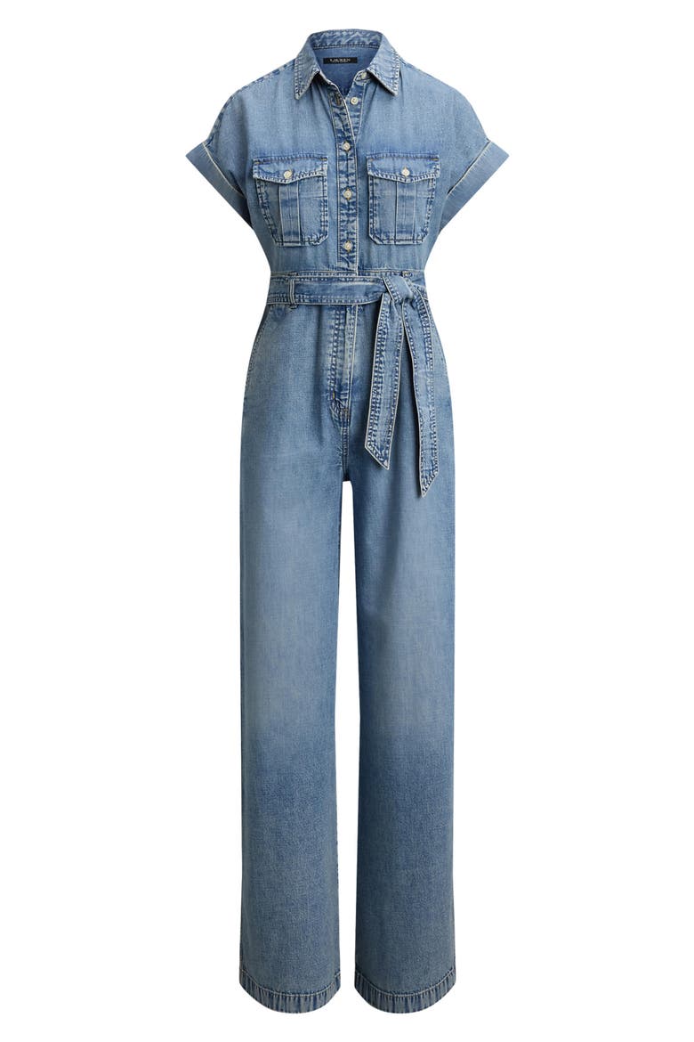 Wide Leg Denim Jumpsuit, Alternate, color, ALICIA WASH