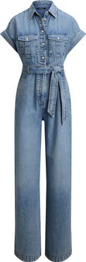Lauren Ralph Lauren Wide Leg Denim Jumpsuit