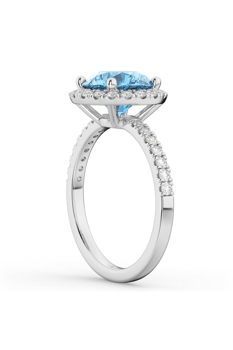 Halo Blue Topaz & Diamond Engagement Ring 14K, Alternate, color, 3.00ct/White Gold