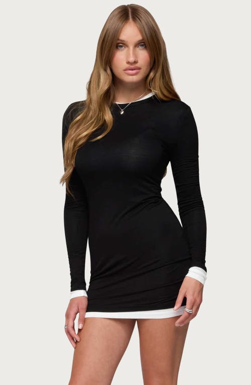 Edikted Norah Long Sleeve Minidress In Black