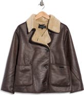 Noize Laurence Water Repellent Faux Leather & Faux Shearling Jacket