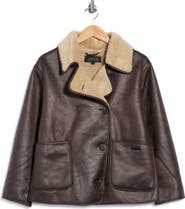 Noize Laurence Water Repellent Faux Leather & Faux Shearling Jacket
