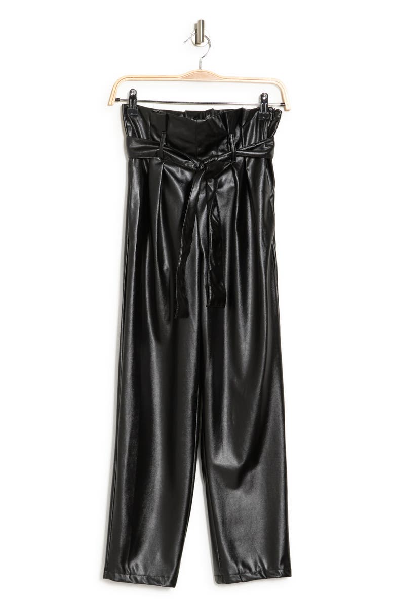 MAX STUDIO Vegan Leather Paperbag Waist Pants, Alternate, color, 