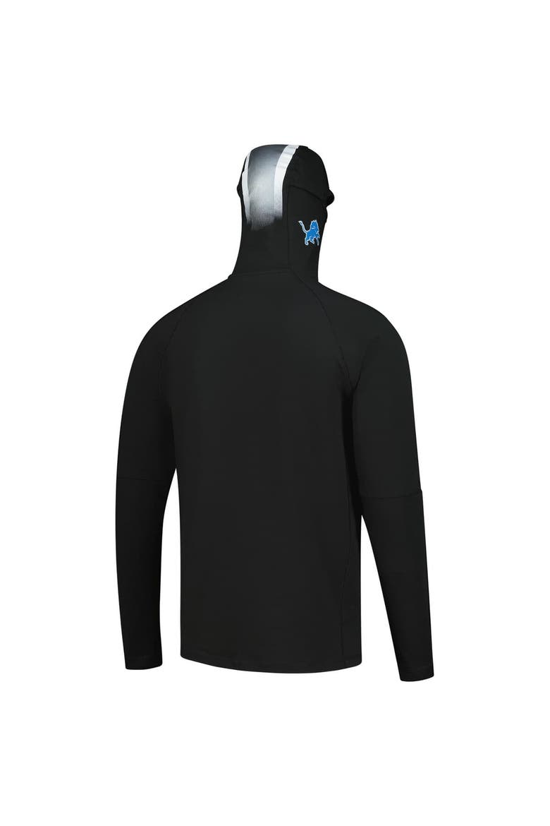 Men's New Era Black Detroit Lions Functional Fandom Balaclava Helmet Stripe Tri-Blend Hoodie, Alternate, color, Black