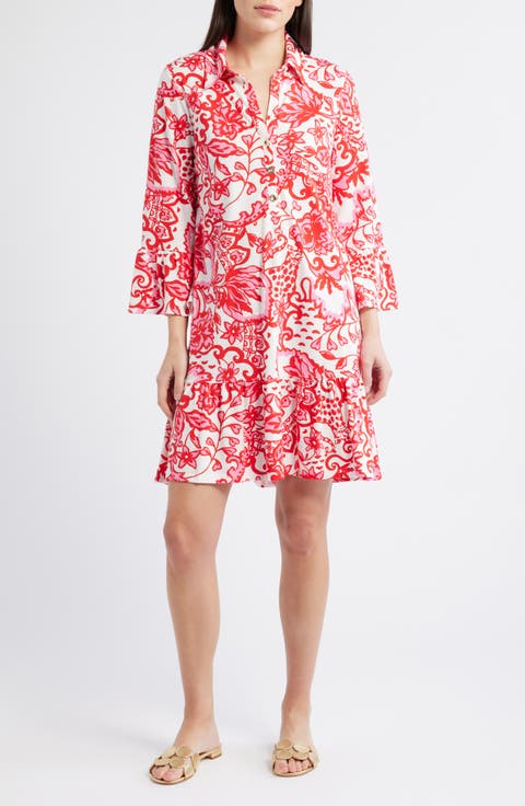 Delany Long Sleeve Cotton Shirtdress