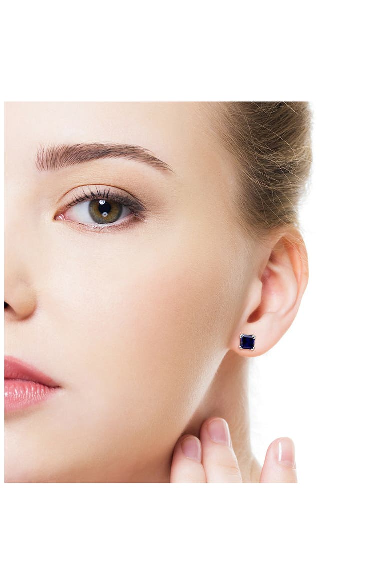 Lab-Grown Blue Sapphire Stud Earrings, Alternate, color, BLUE
