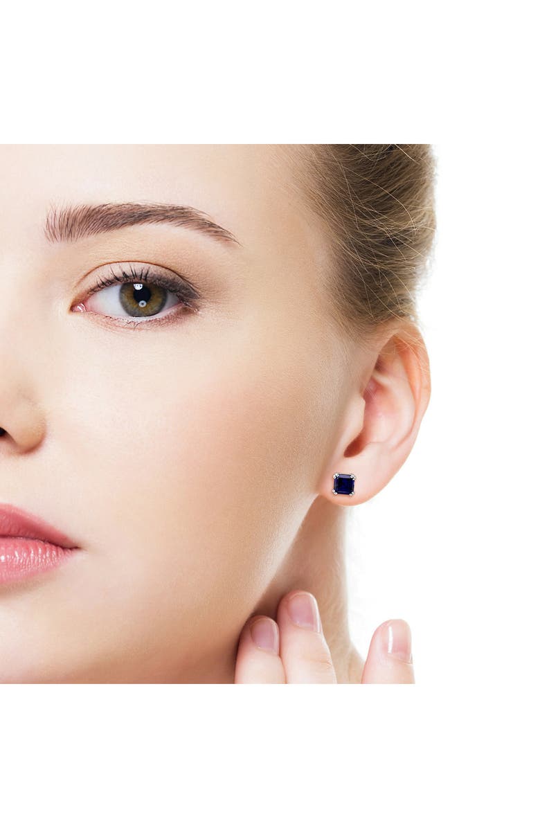 DELMAR Lab-Grown Blue Sapphire Stud Earrings, Alternate, color, Blue
