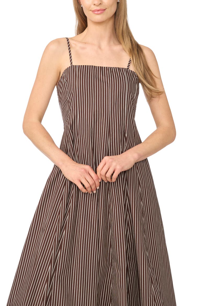 Stripe Fit & Flare Sundress, Alternate, color, CHICORY COFFEE