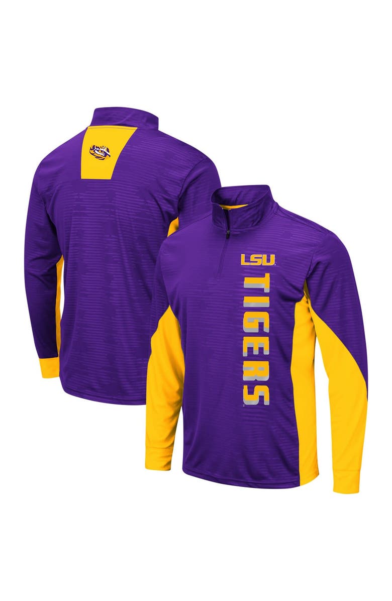 COLOSSEUM Men's Colosseum Purple LSU Tigers Bart Windshirt Quarter-Zip Pullover Jacket, Alternate, color, 