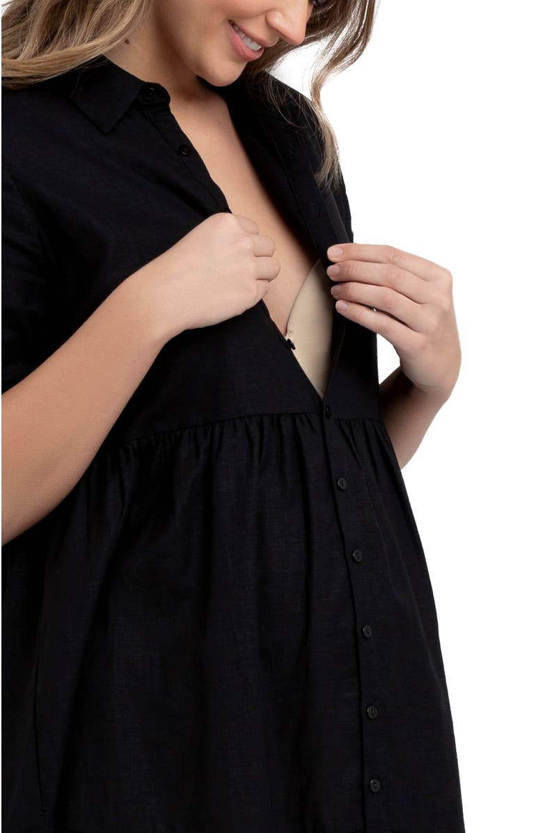 Ripe Maternity Adel Linen Dress, Alternate, color, Black