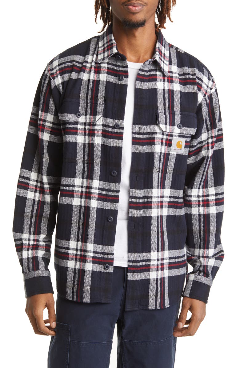 Carhartt Work In Progress Wallace Plaid Flannel Button-Up Shirt, Main, color,