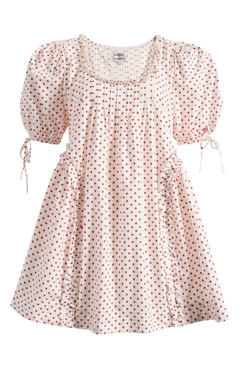 Meri Pleated Puff Sleeve Cotton Mini Sundress