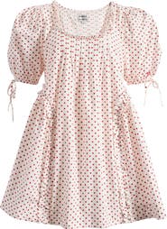 Damson Madder Meri Pleated Puff Sleeve Cotton Mini Sundress