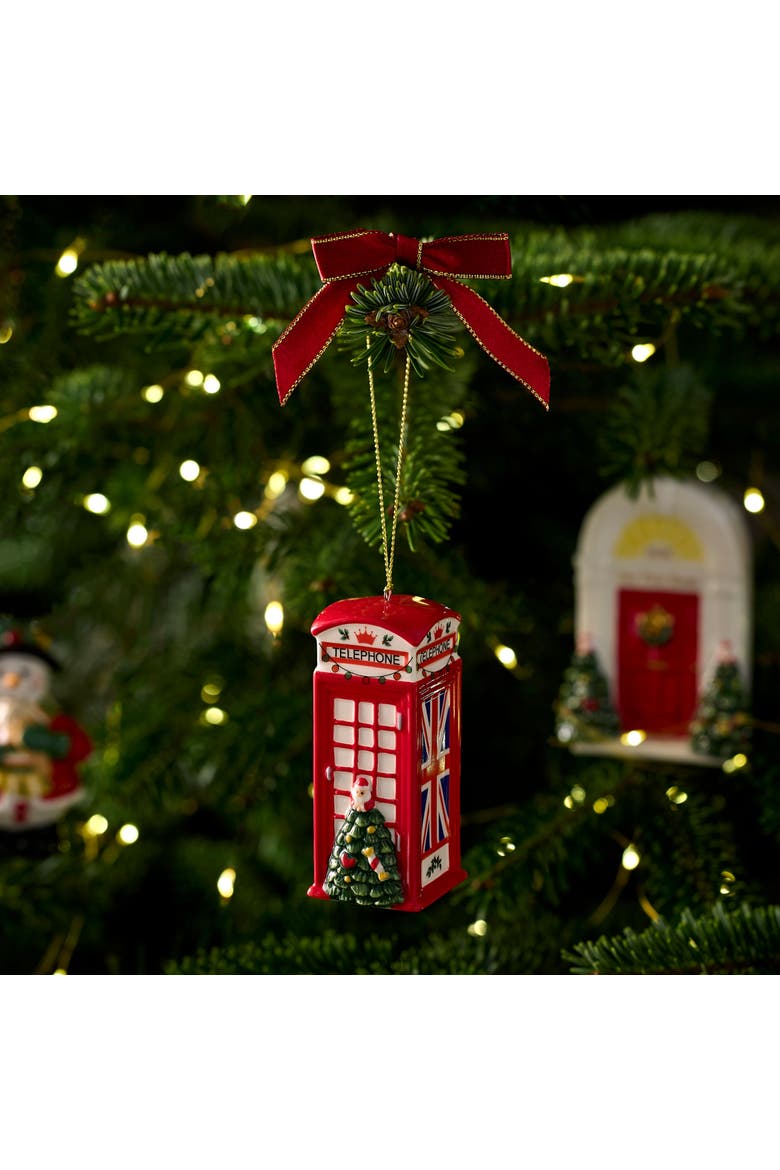 Christmas Tree British Phone Box Ornament, Alternate, color, Multi