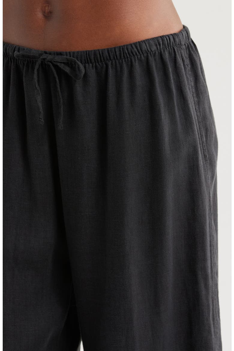 Linen Flare Pajama Pants, Alternate, color, BLACK
