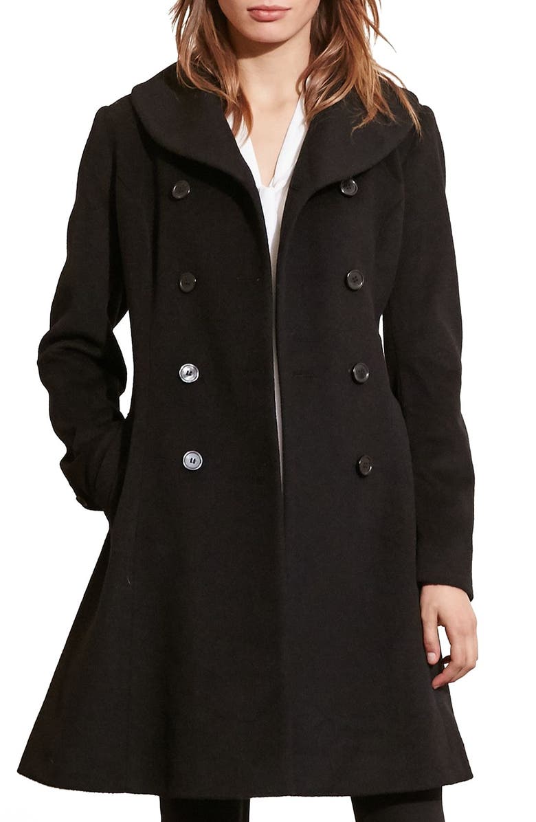 Lauren Ralph Lauren Fit & Flare Military Coat, Main, color, 