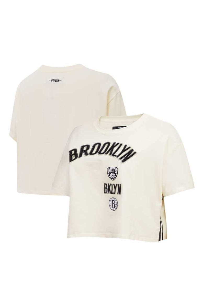 Women's Pro Standard Cream Brooklyn Nets Retro Classic Cropped Boxy T-Shirt, Main, color, Cream
