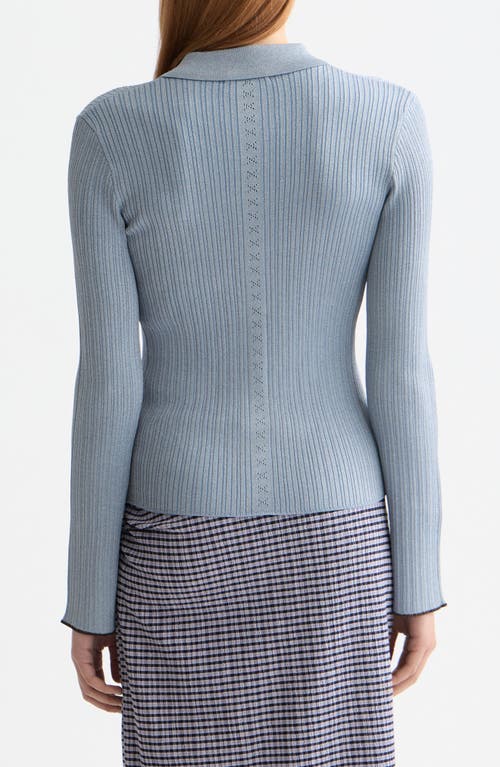 Scotch & Soda Metallic Skinny Rib Cardigan In Blue