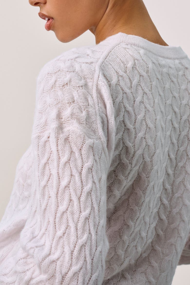 CHRISSY CROPPED CABLE KNIT SWEATER, Alternate, color, Cloud
