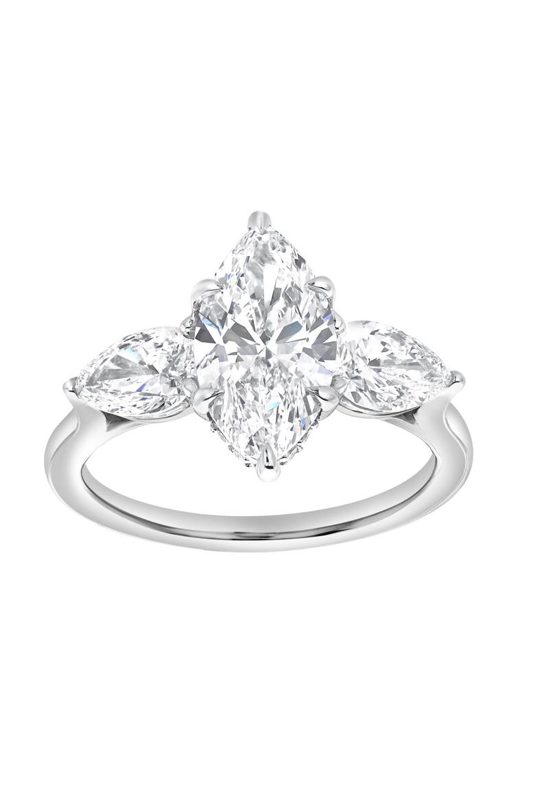 Fallon 3CT Marquise & Pear Three Stone Lab Diamond Ring 14K Gold, Main, color, 14K White Gold
