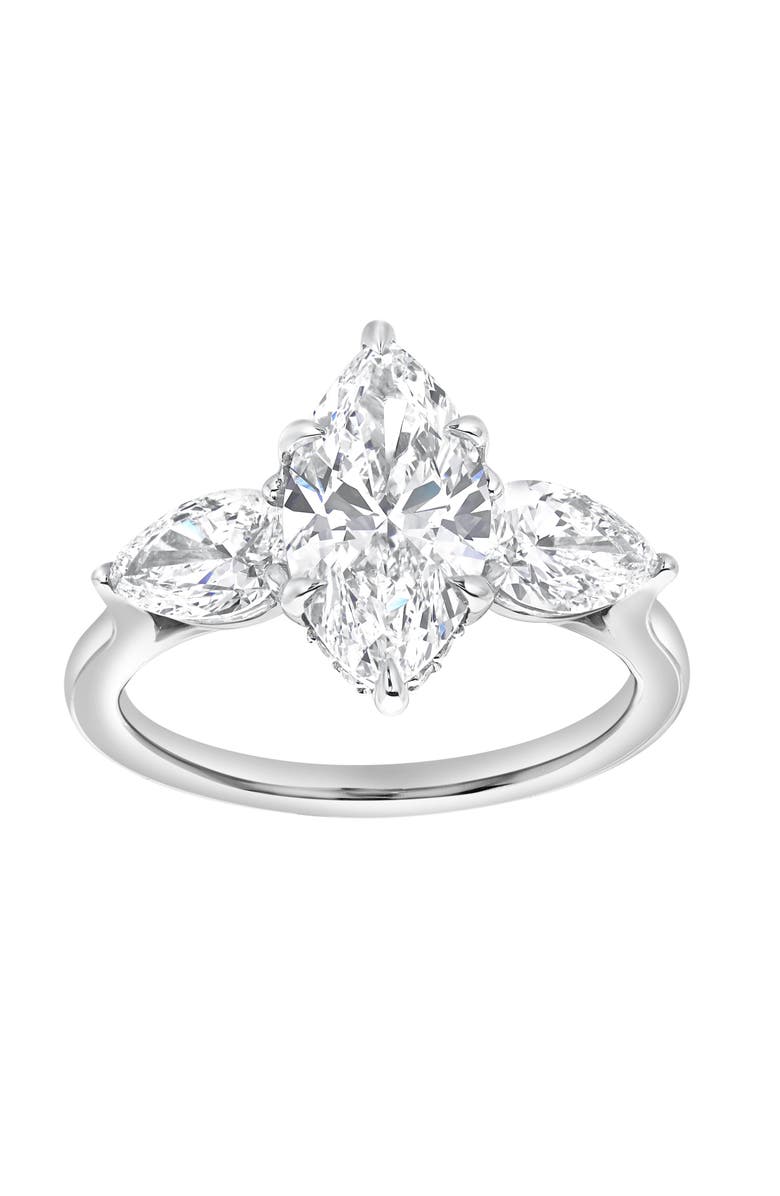 LuvMyJewelry Fallon 3CT Marquise & Pear Three Stone Lab Diamond Ring 14K Gold, Main, color, 14K White Gold