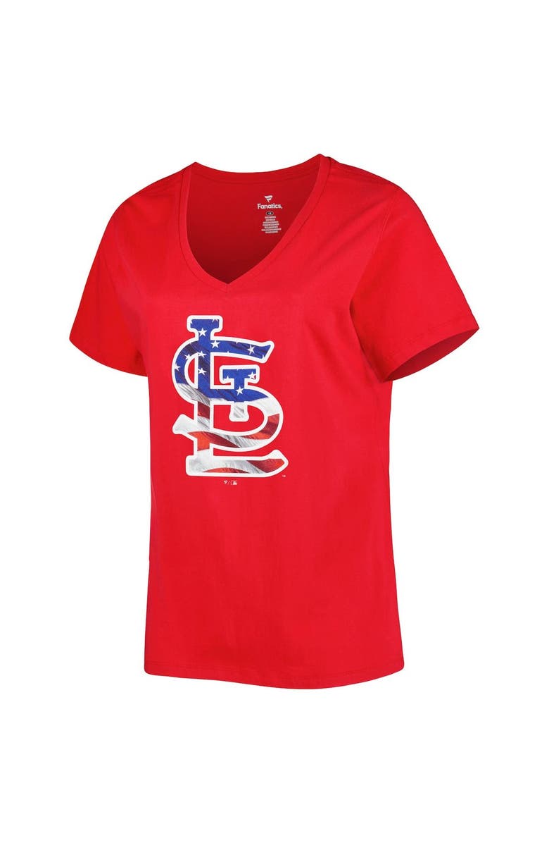PROFILE Women's Red St. Louis Cardinals Plus Size Americana V-Neck T-Shirt, Alternate, color, 