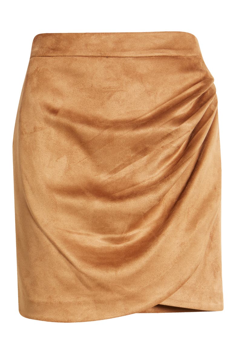 Drape Faux Suede Miniskirt, Alternate, color, DACHSHUND