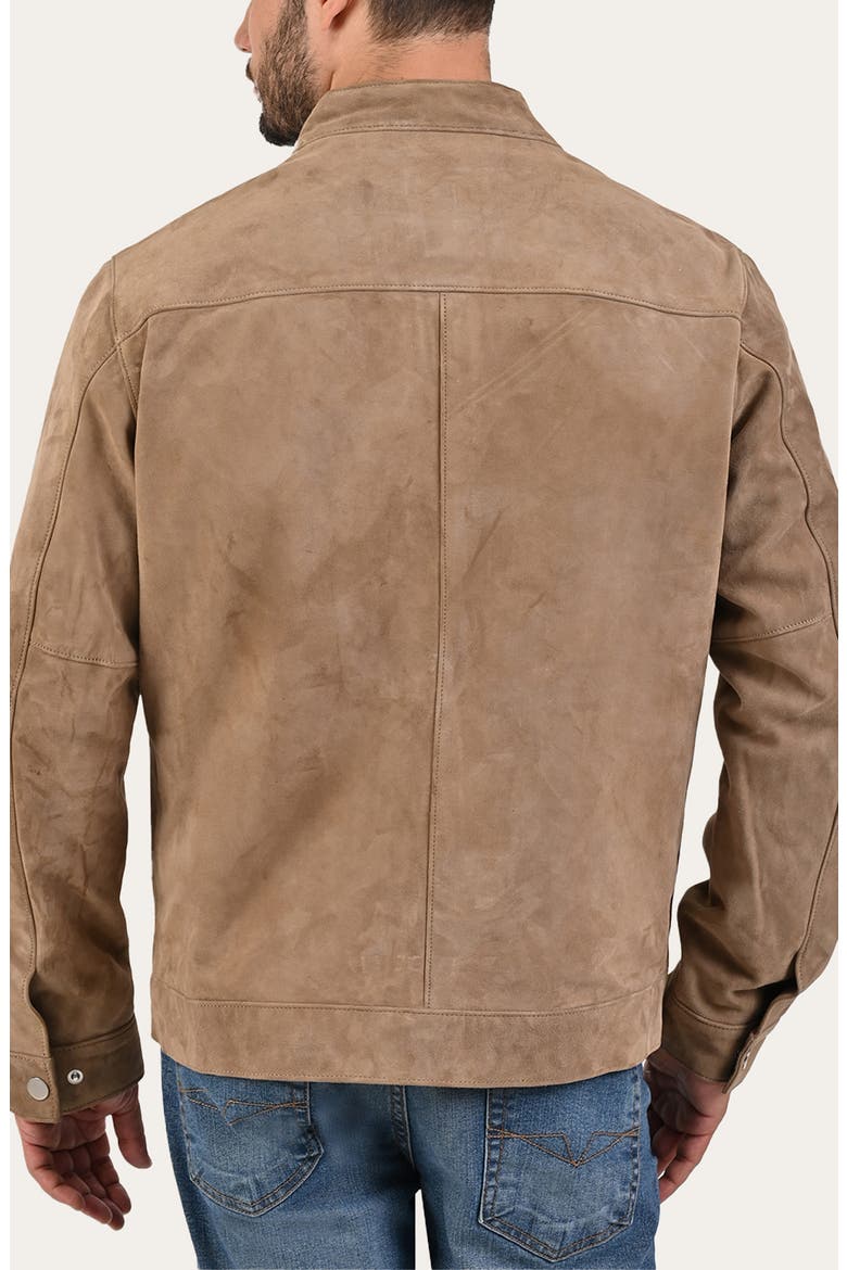 Cafe Leather Racer Jacket, Alternate, color, TAUPE