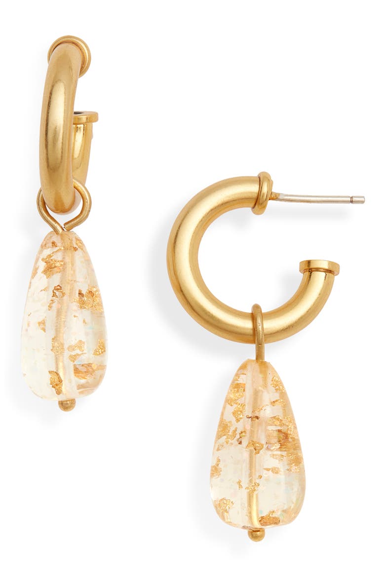 Glitter Drop Hoop Earrings, Main, color, GOLD GLITTER