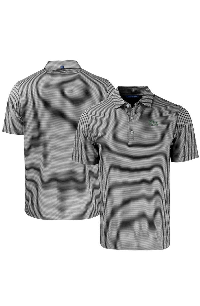 Cutter & Buck Men's Cutter & Buck  Black/White Ivy League Tri-Blend Forge Eco Double Stripe Stretch Recycled Polo, Main, color, 