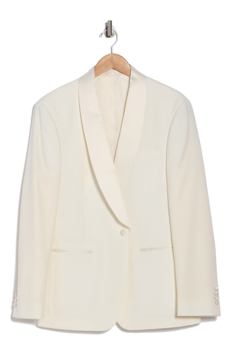 Satin Shawl Collar Tuxedo Jacket, Alternate, color, WHITE SOLID