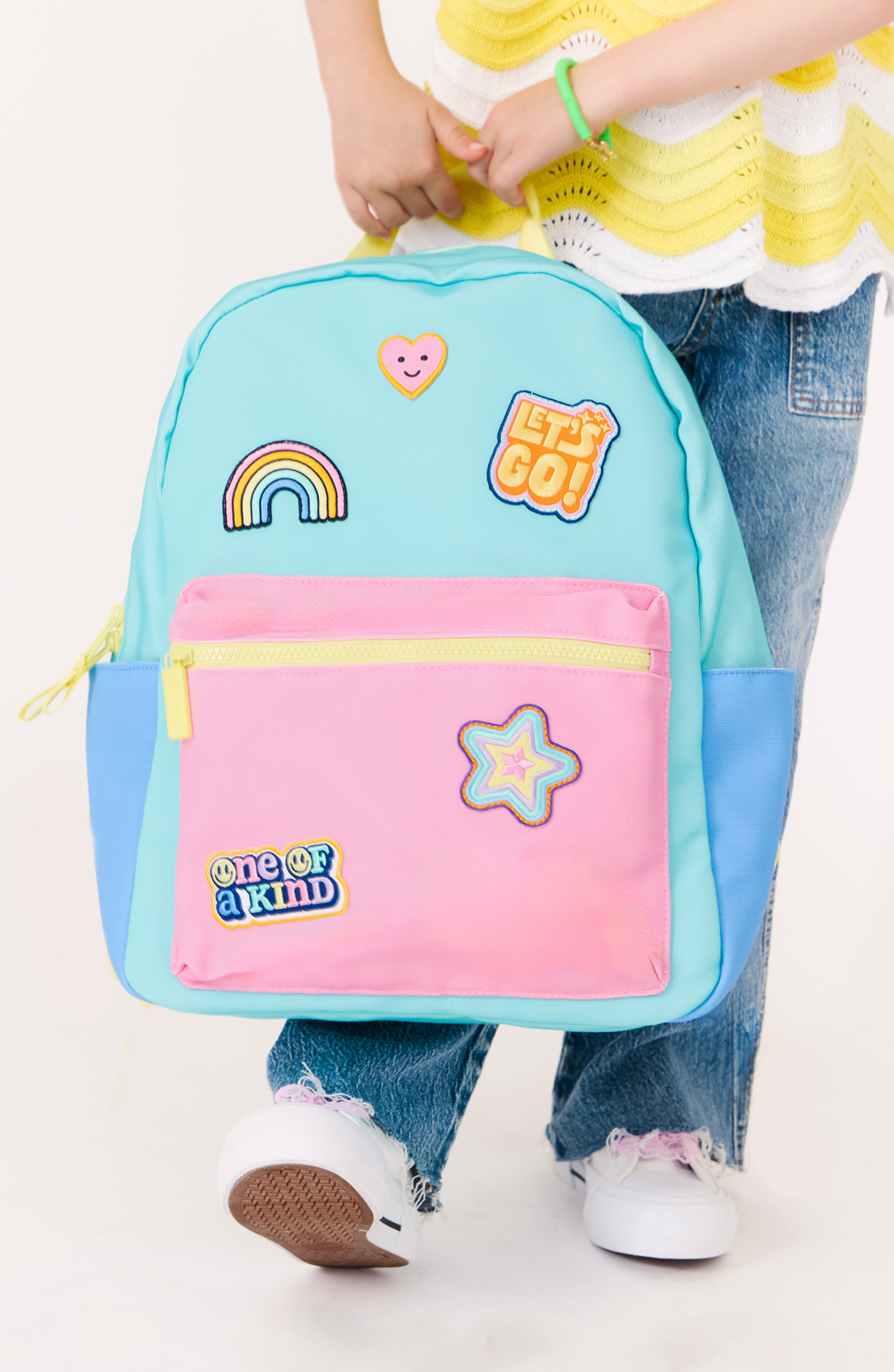 Kids' Patched Canvas Backpack, Alternate, color, Pastel Multi