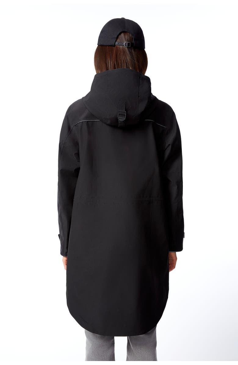 Alpine North Kusawa - Mid-length Hooded Drawstring-Waist Raincoat, Alternate, color, Black