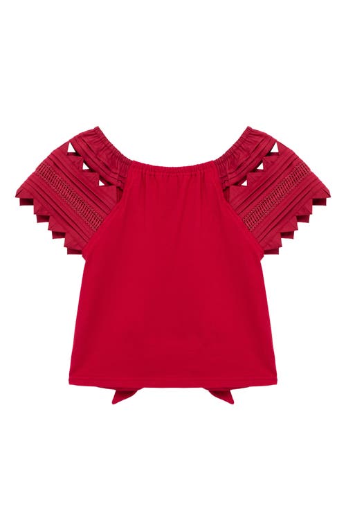 Shop Habitual Kids Kids' Embroidered Sleeve Top In Red