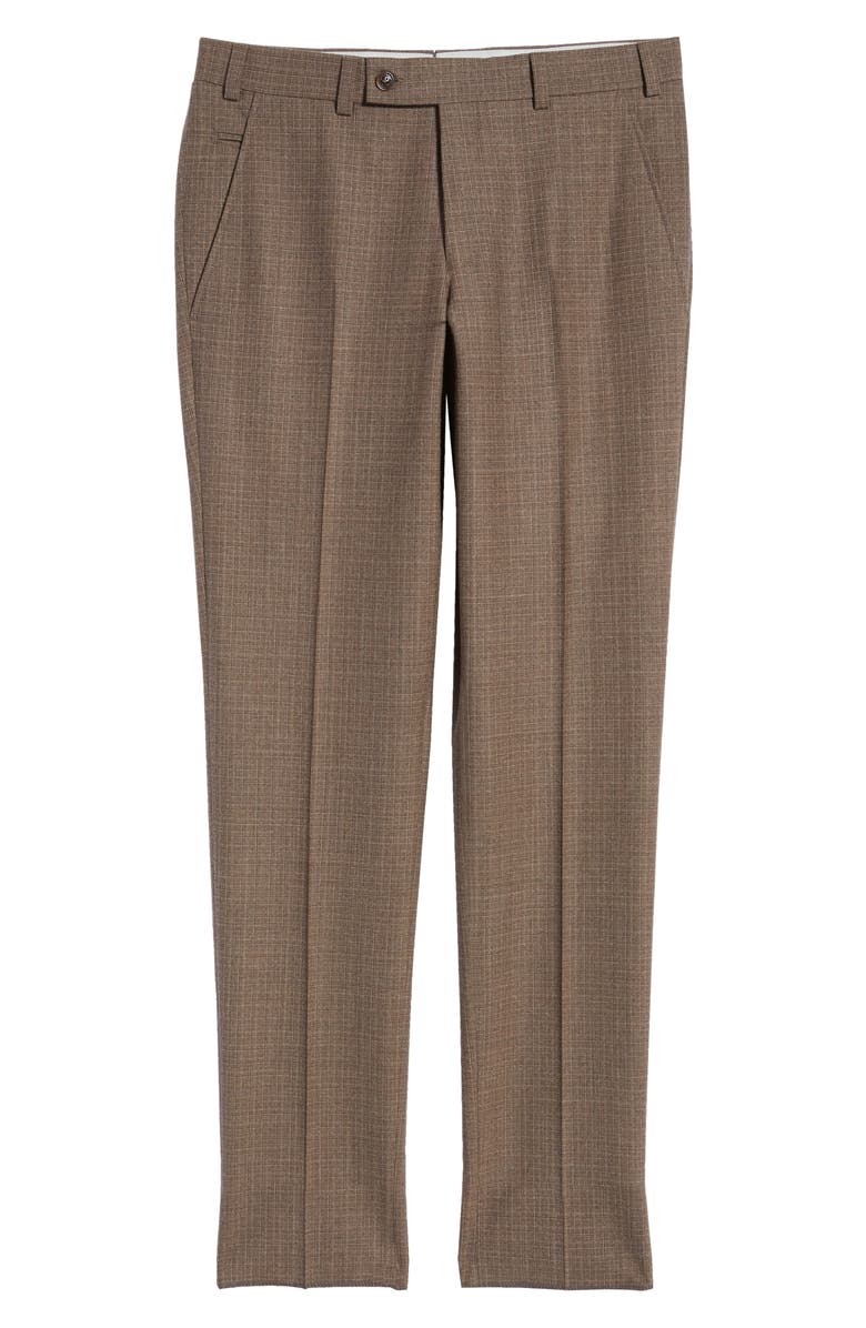 Ted Baker London Jerome Check Flat Front Stretch Wool Dress Pants, Alternate, color, 
