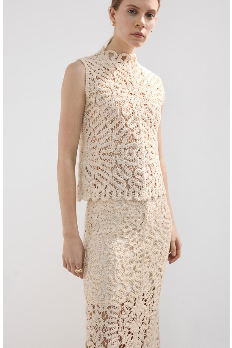 Chunky Stitch Cotton Blend Skirt, Alternate, color, SAND