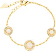 Sterling Forever Oasis Opal & Cubic Zirconia Station Bracelet