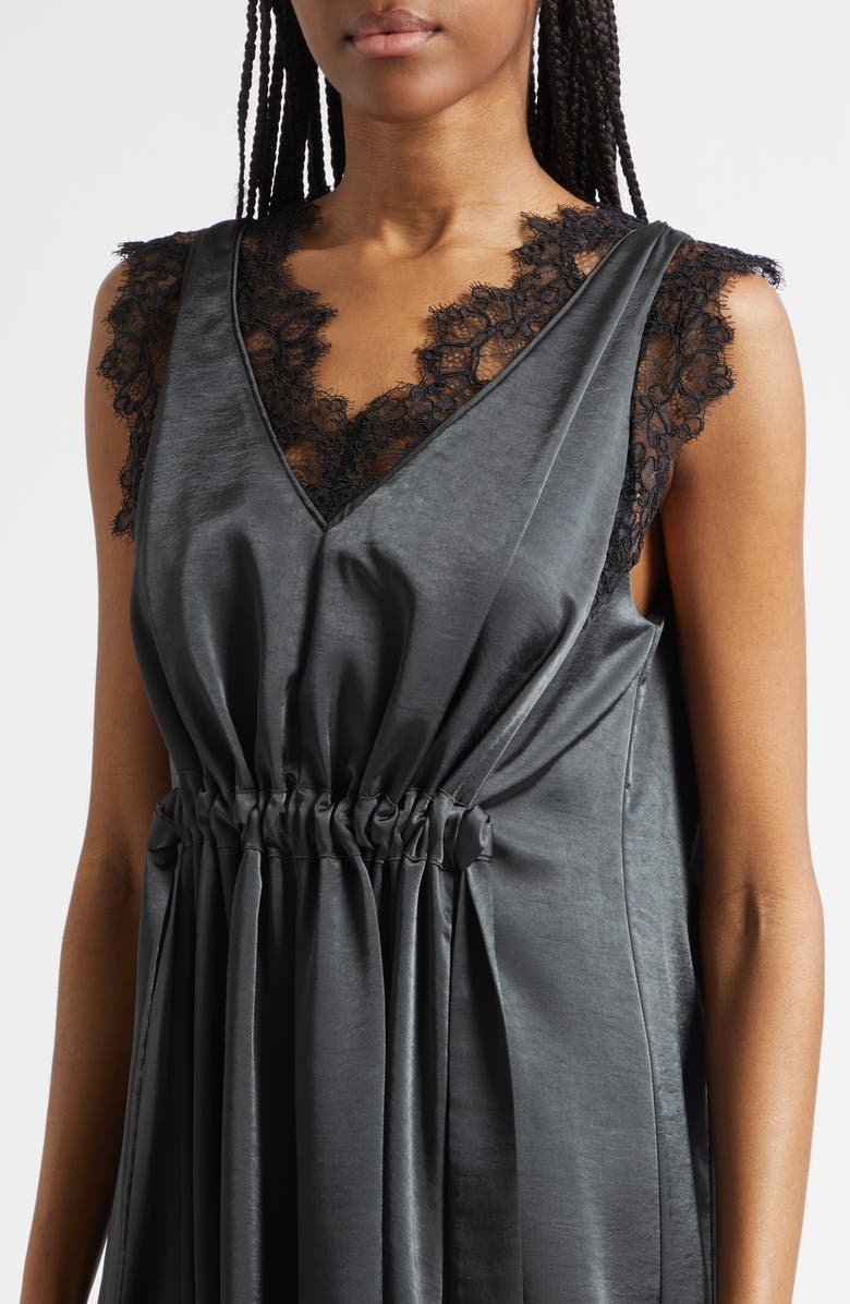 3.1 Phillip Lim Lace Detail Satin Dress, Alternate, color, Slate