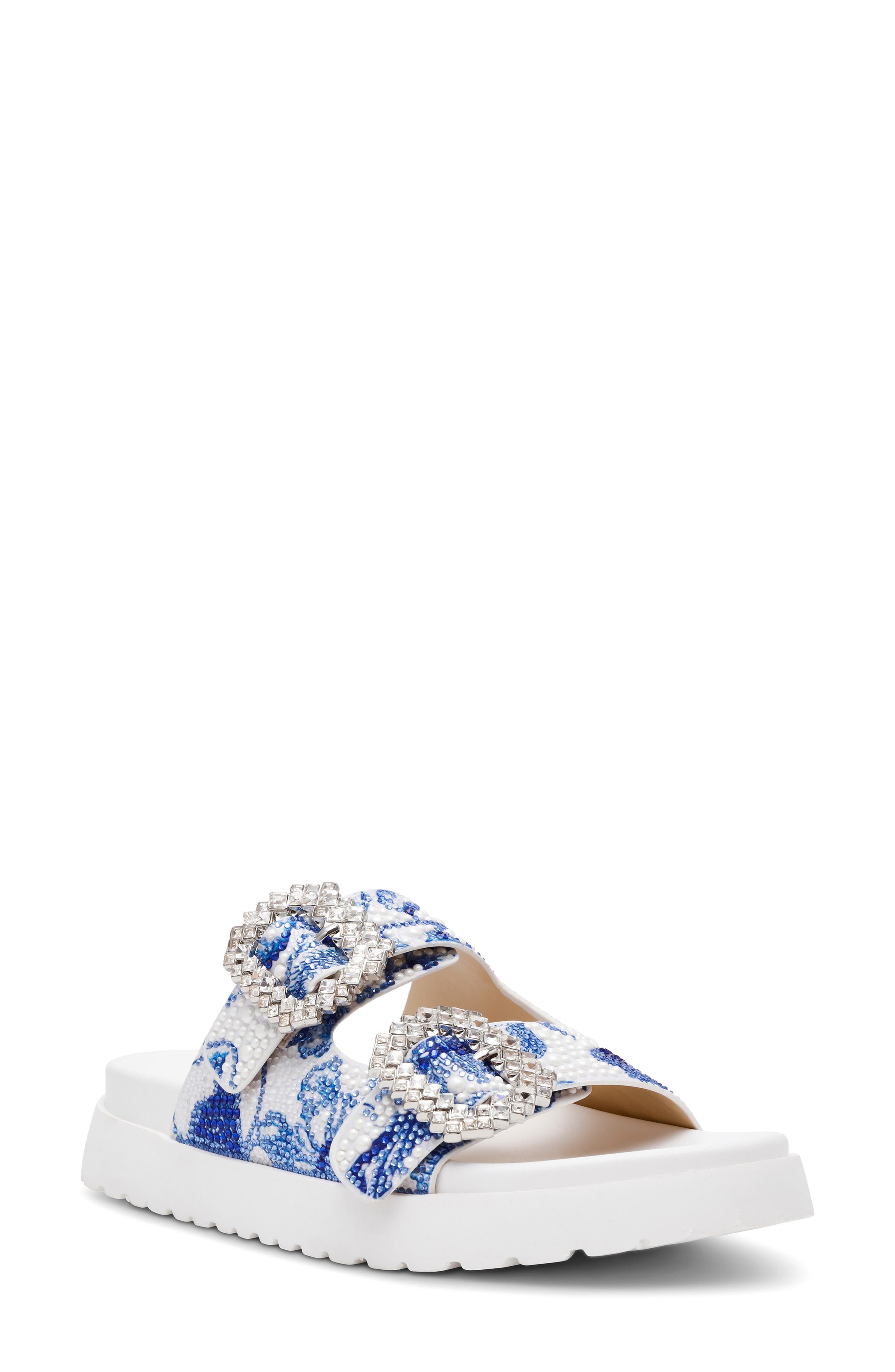 Betsey Johnson Matie Slide Sandal, Main, color, White/ Blue Floral