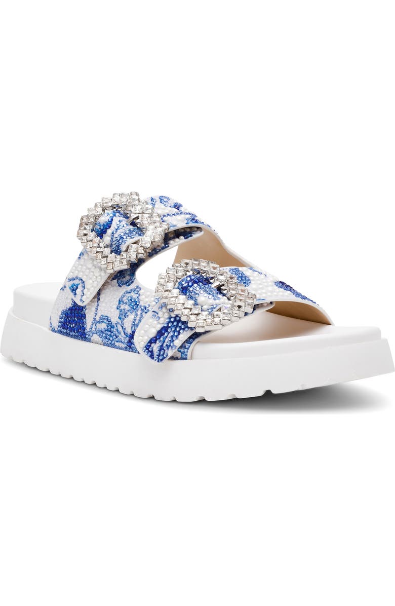 Betsey Johnson Matie Slide Sandal, Main, color, White/ Blue Floral